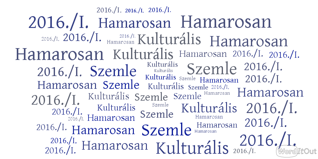 Hamarosan… Kulturális Szemle 2016. évi I. szám